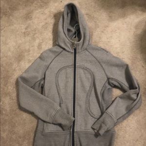 Grey/white striped Scuba Hoodie size 8